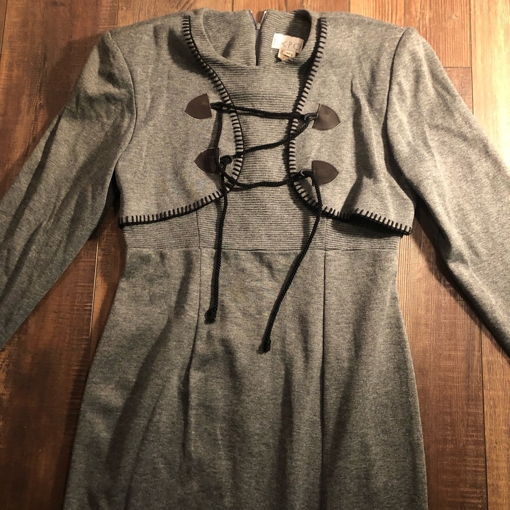 VTG Expo Long Sleeve Dress, Built In Vest. Grey Women’s Size 10